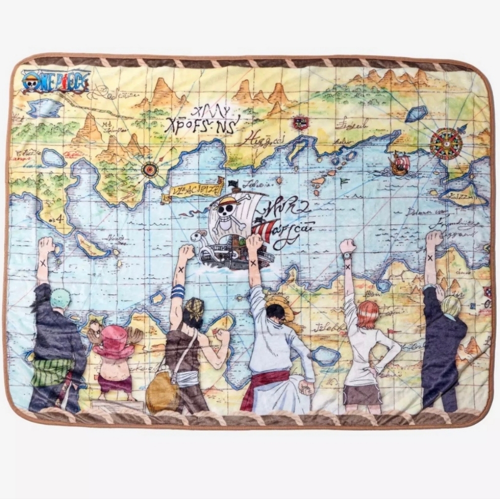 One Piece Map Fleece Throw Blanket